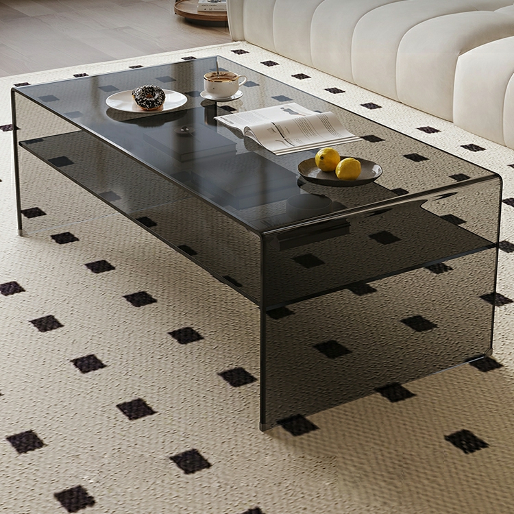 Rectangular Glass Modern Coffee Table with Transparent Top and Sleek Glass Base - image 5