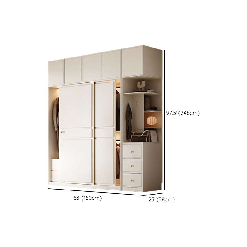 White Minimalist Laminate Wardrobe Closet with 5 Drawers/2 Drawers, Interior Shelves, and Clothing Rod - image 16