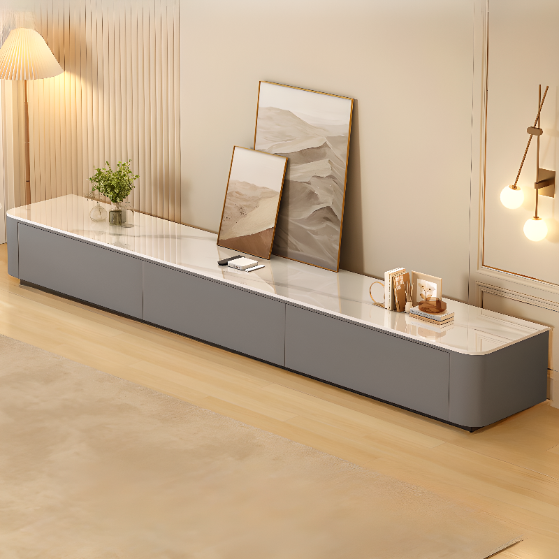 Rectangular Sintered Stone Countertop TV Stand with 3-Drawer/5 Drawers/4 Drawers and Cable Management in a Modern Simple Style