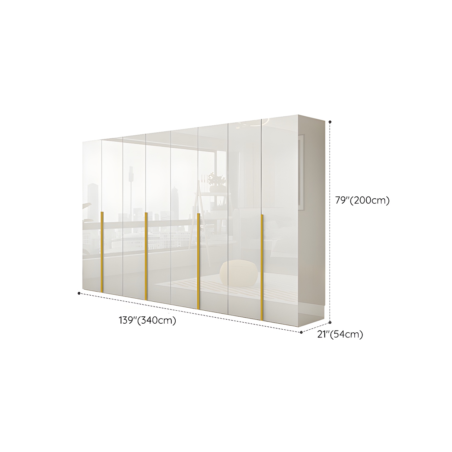 White Modern Style Wardrobe Cabinet Engineered Wood with Garment Rod - image 21