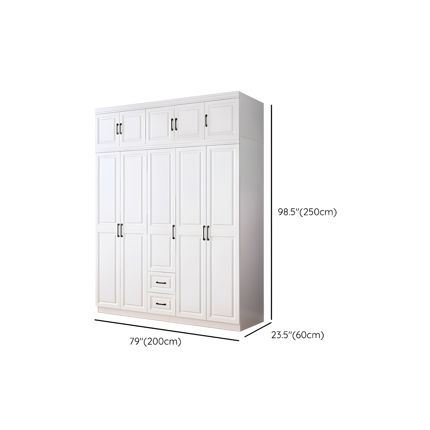 Modern White Wood Wardrobe Armoire with Soft-Close Drawers and Clothing Rod - image 17