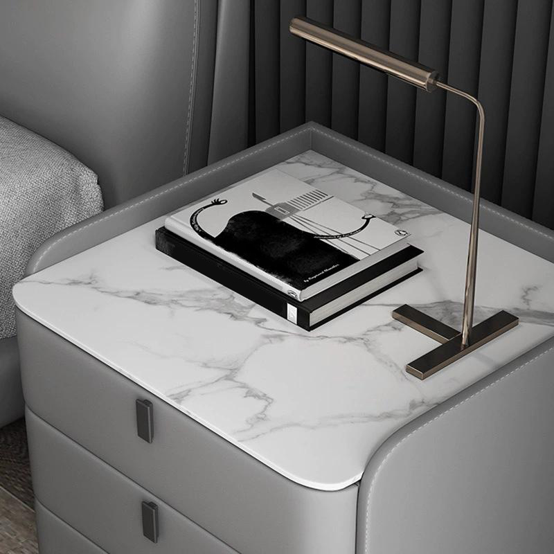 Modern Wooden 3-Drawer Nightstand Stone Countertop with Legs Partial Assembly Required - image 14