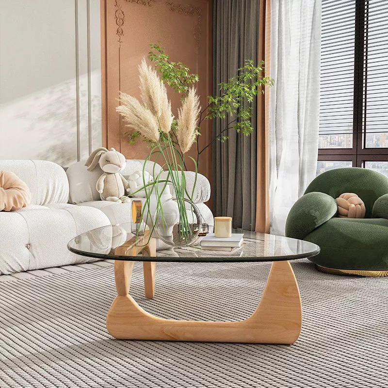 Simplistic Pennels Tempered Glass Single Side Table with Abstract Base Indoor Use - image 5