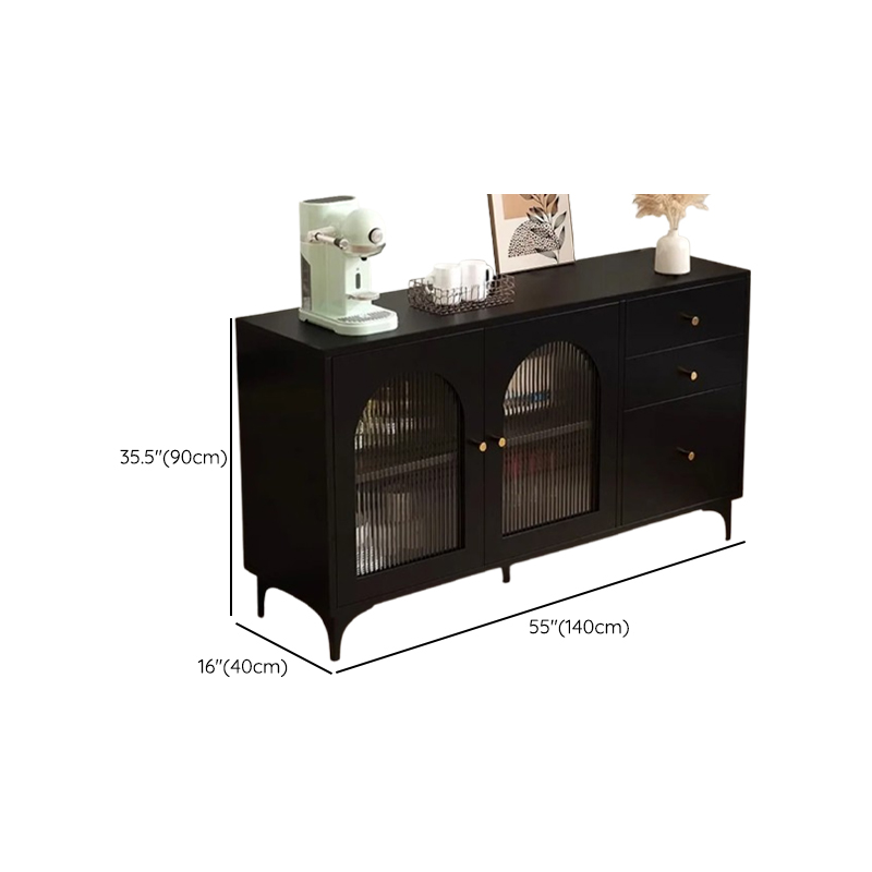Narrow/Standard Coal Sideboard in Wood with Hutch, Glass Doors and Flexible Shelf in a Modern Style, 3 Drawers Included/Not Included - image 14