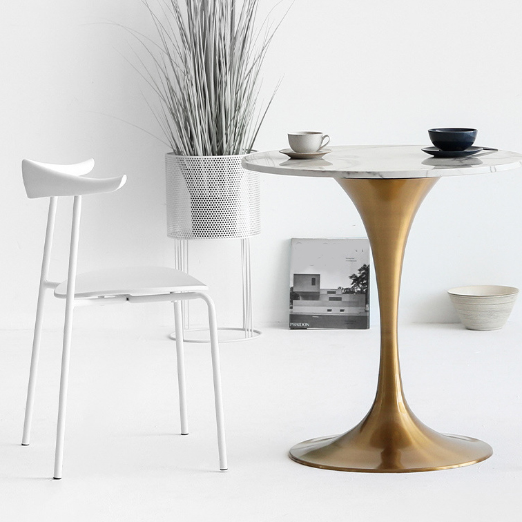 Standard Table Height Round Marble Stone Fixed Table for 2 in a Glamorous/Casual Style - image 5