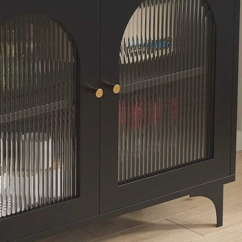 Narrow/Standard Coal Sideboard in Wood with Hutch, Glass Doors and Flexible Shelf in a Modern Style, 3 Drawers Included/Not Included - image 6