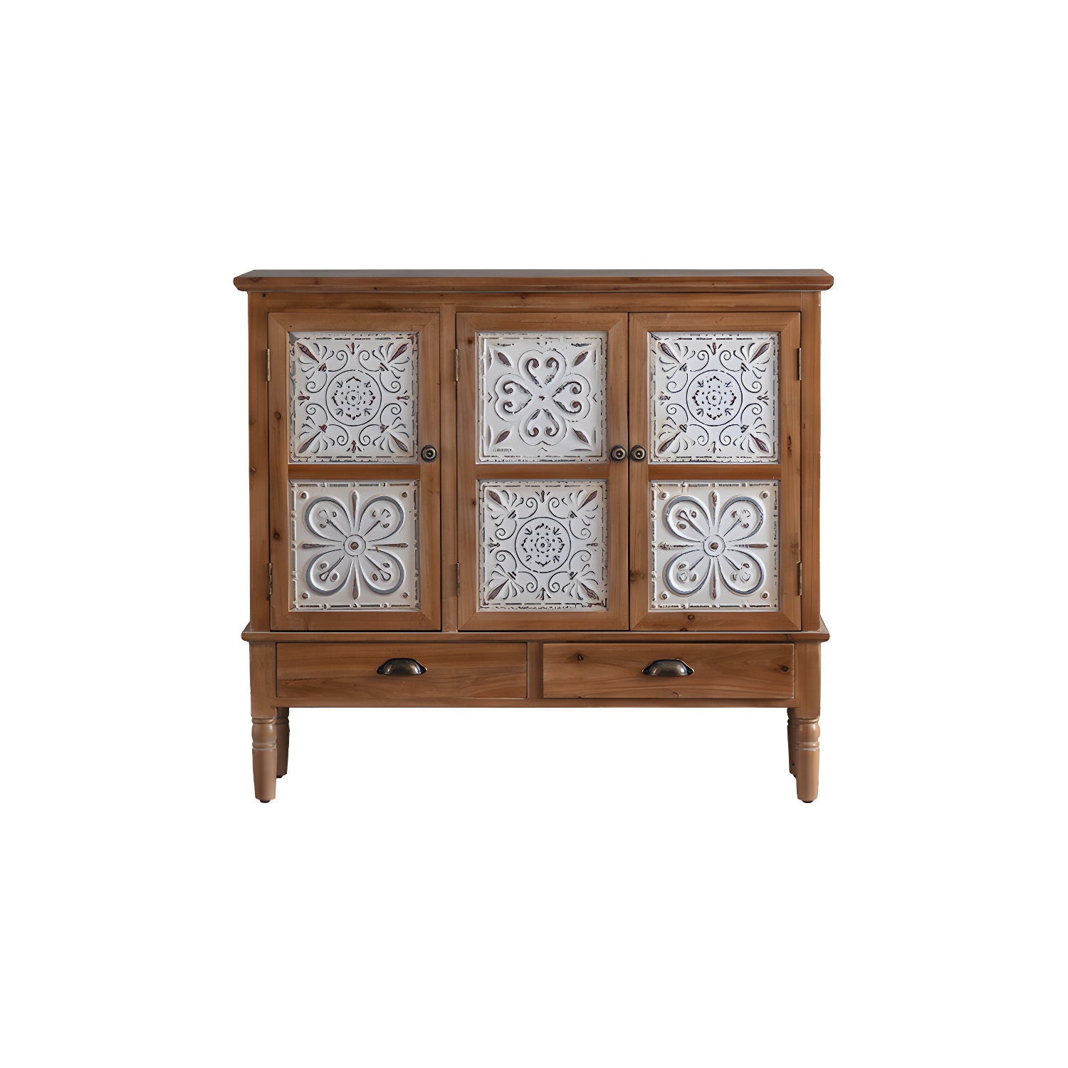 Industrial Accent Cabinet in Natural with Solid Wood Door and Drawers - image 6