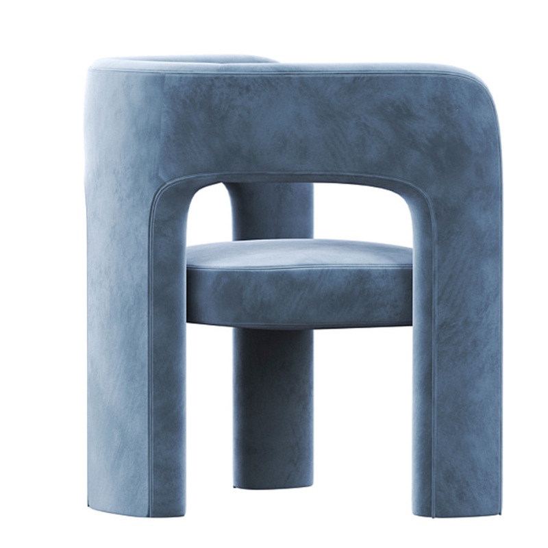 Soft-pile Fabric Upholstered Secure Outlined Arm Chair with Curved Back and Dark Blue/Light Green/Blush Legs in a Nordic Style - image 18
