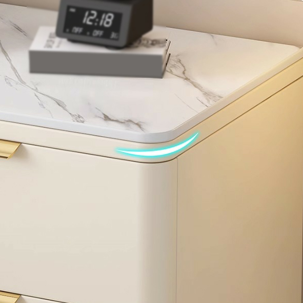 Modern 3 Drawers Nightstand with Slate Countertop and Gold Handles for Bedroom - image 11
