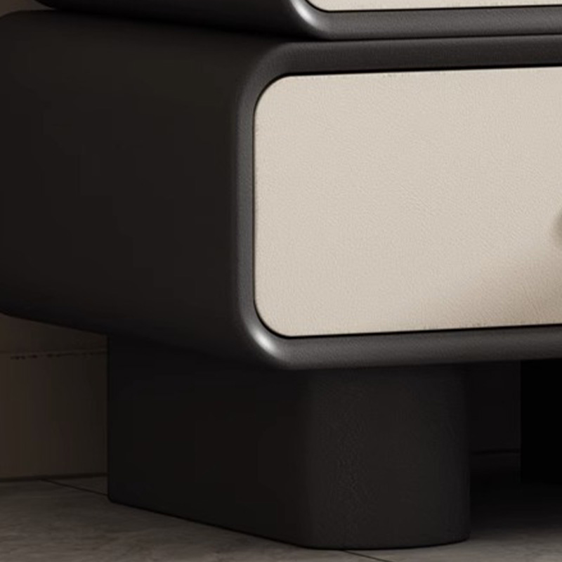 Contemporary Wood Nightstand with Drawer Storage and Faux Leather Countertop - image 10