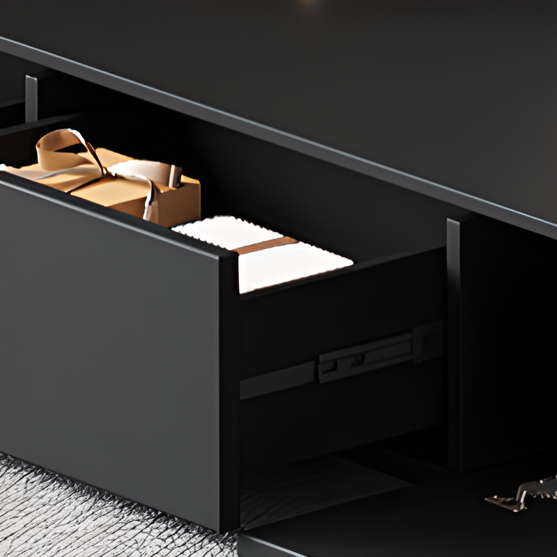 Black Contemporary Wood TV Stand with Shelf, 2 to 4 Drawers, 2 Cabinets, and Cable Management - image 6