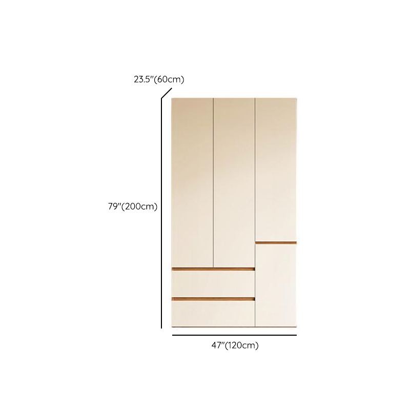 White Minimalist Manufactured Wood Wardrobe Closet with 2 Drawers, Soft Close Door, Interior Shelves, and Clothing Rod - image 7