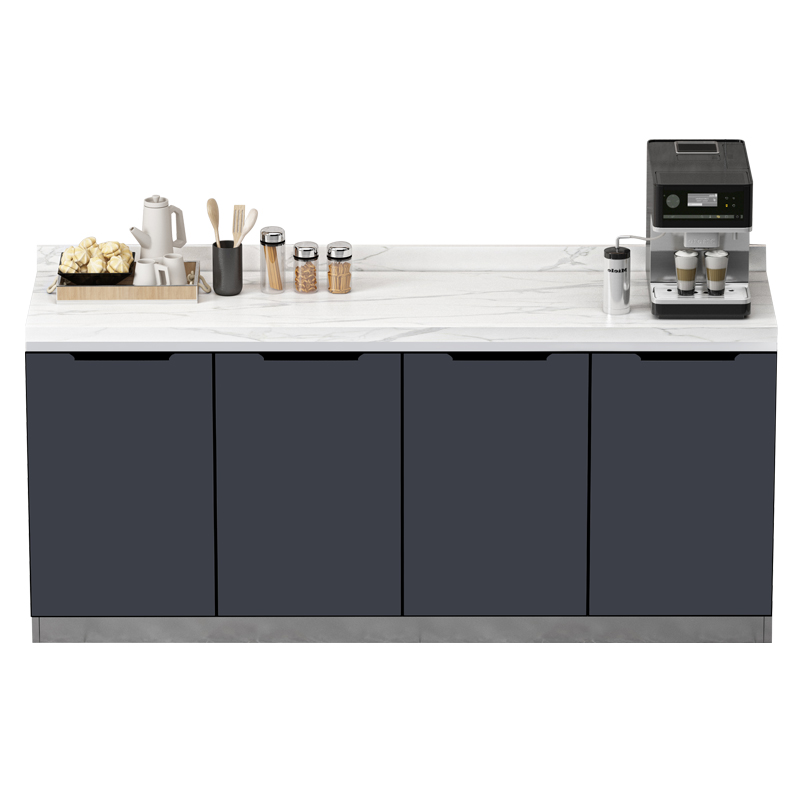 Grey Simple Sideboard with Standard/Narrow Size, 1 Shelf, Sintered Stone Countertop, and Multiple Doors Larder Storage