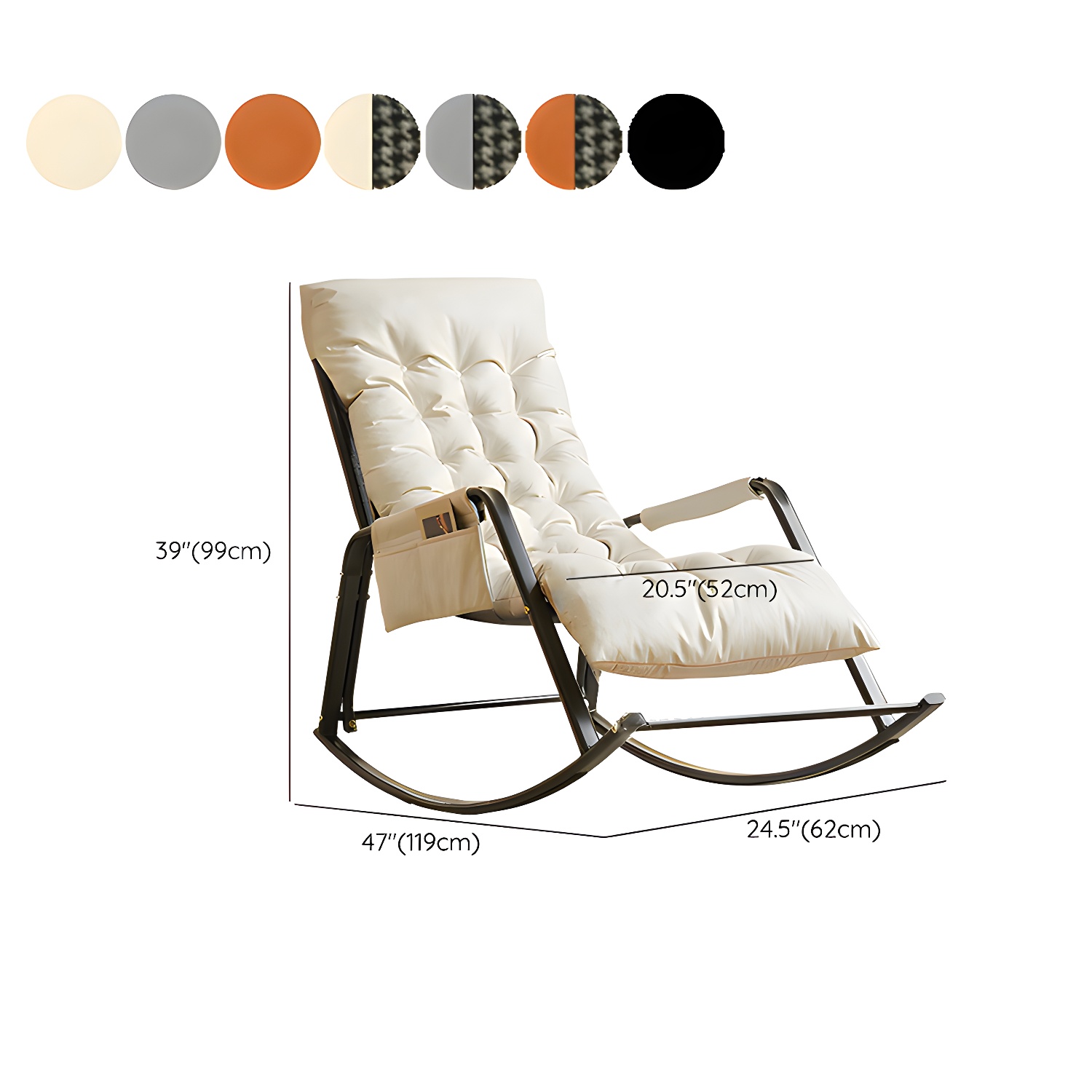 Stylish Modern Upholstered Rocking Chair with Black Metal Legs and Tufted Back - image 18