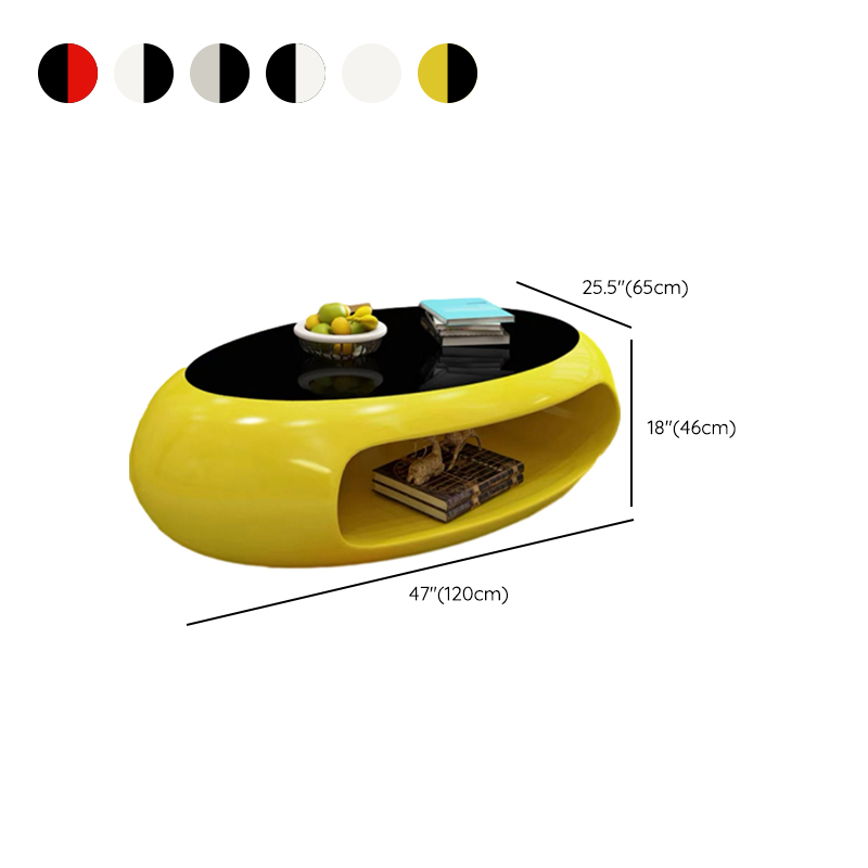 Simple Ink Oval/Rounded Hardened Glass Single Accent Table with Container & Abstract Base - image 23