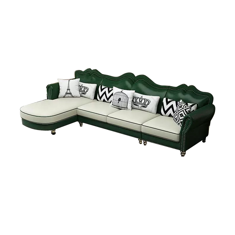 Glam Eco-Leather Flared Arm Sectional Sofa in Large Size with Nailhead Trim - image 3