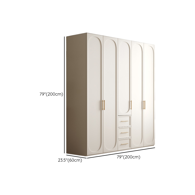 White Minimalist Manufactured Wood Wardrobe Closet with 3-Drawer, Soft Close Door, Interior Shelves, and Clothing Rod - image 11