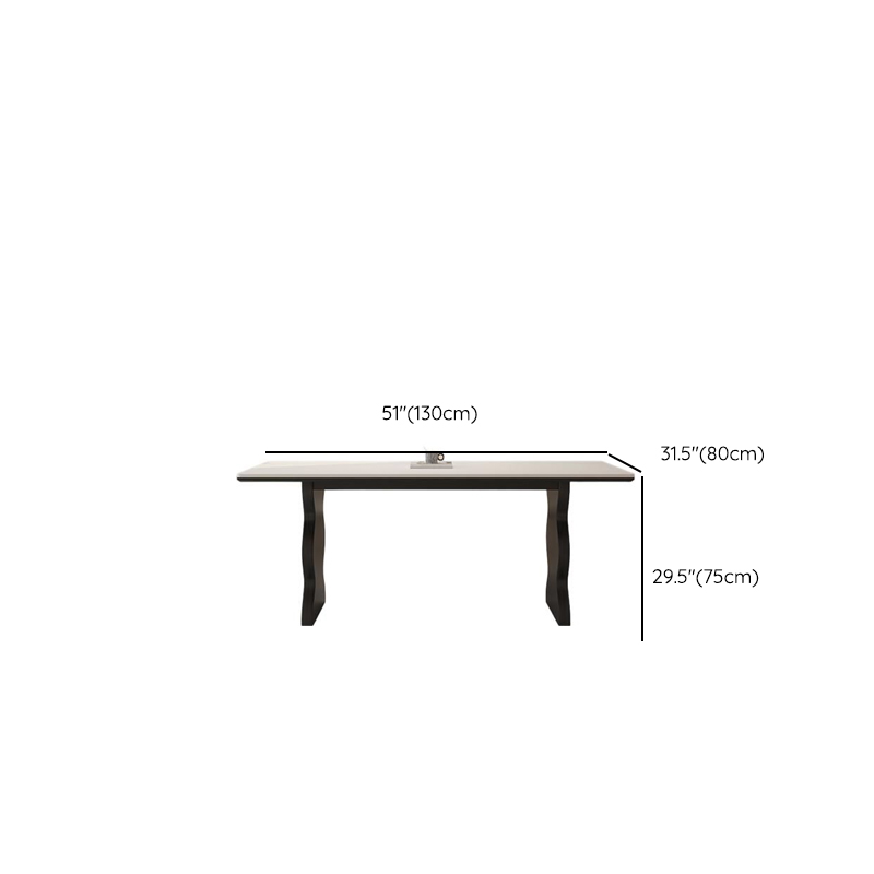 Dining Table Set with Rectangular Shape, Two-sided Pedestal, Fixed Table, Padded Chair with Back, 5-piece in White - image 12