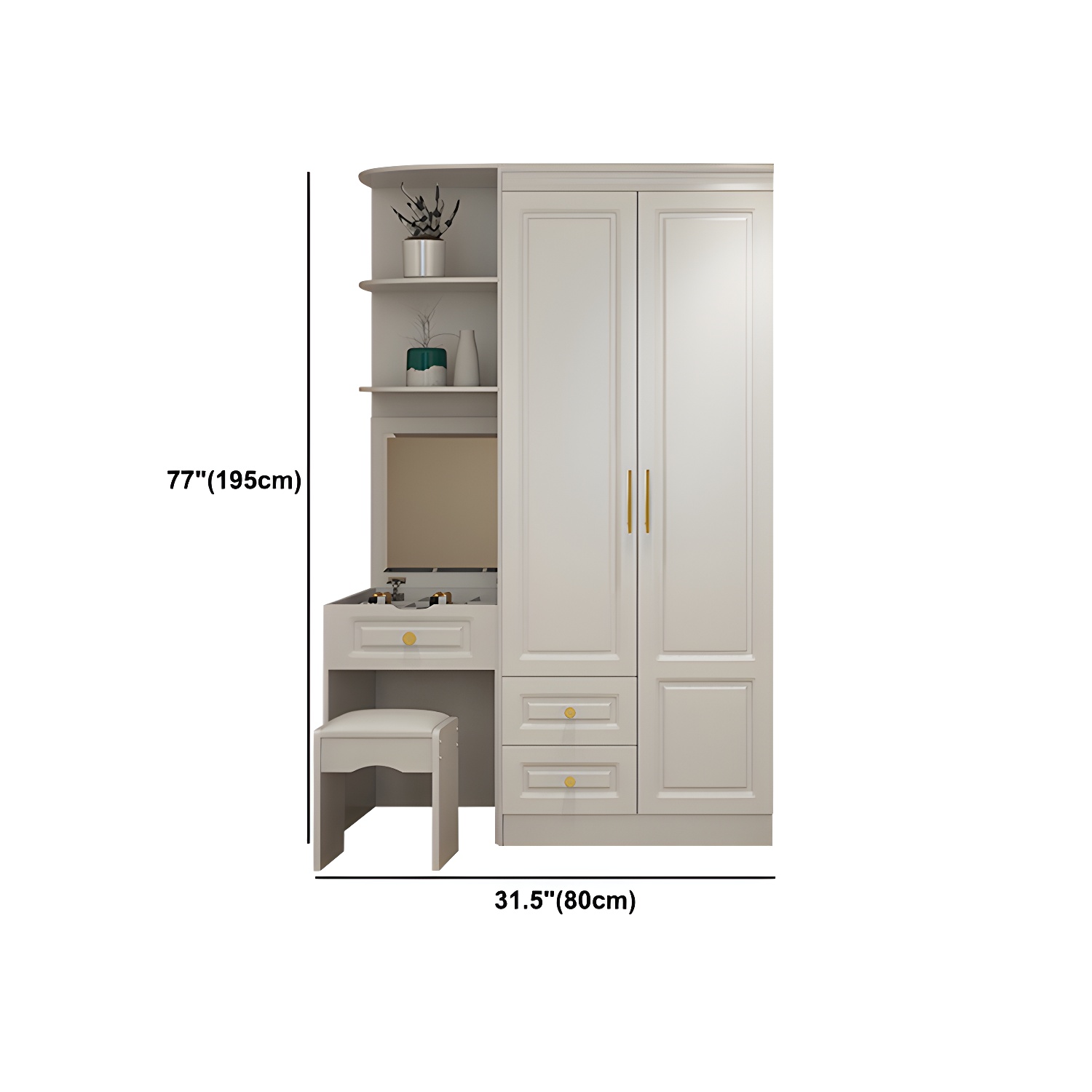 Hinged White Wardrobe Armoire Engineered Wood Wardrobe Closet - image 28