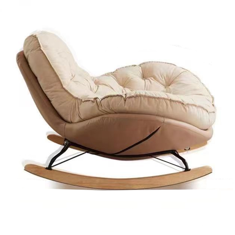Modish Rocking Couch Chair with Spindle Back, Flannel Upholstery, Padded Design, Rear Support, and Stationary Base - image 8