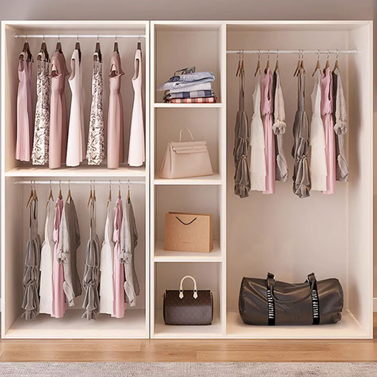 Chic White Wood Wardrobe Armoire with Clothing Rod & Shelves - image 9