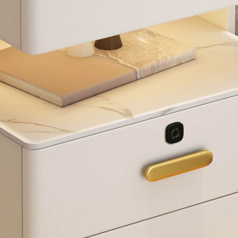 Postmodern Bedside Cabinet Nightstand with 2 Shelves and Sintered Stone Countertop - image 9