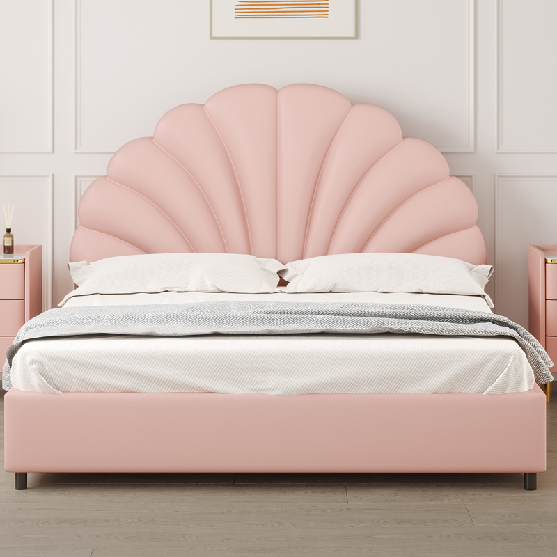 Modish No Distressing Timber Panel Headboard with Arched Shape for King/Twin XL/Full Bed, Featuring Sponge Upholstery and Standard Height - image 3