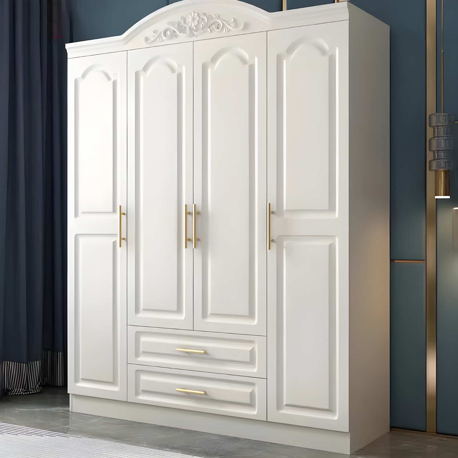 French Country Wardrobe Armoire White Wooden Wardrobe Cabinet - image 3