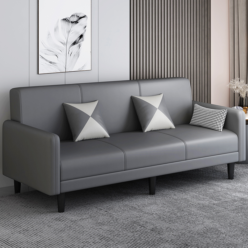 Convertible Sofa in Gray/Cerulean/Off-White with Armrest and 3 Pillows - image 12