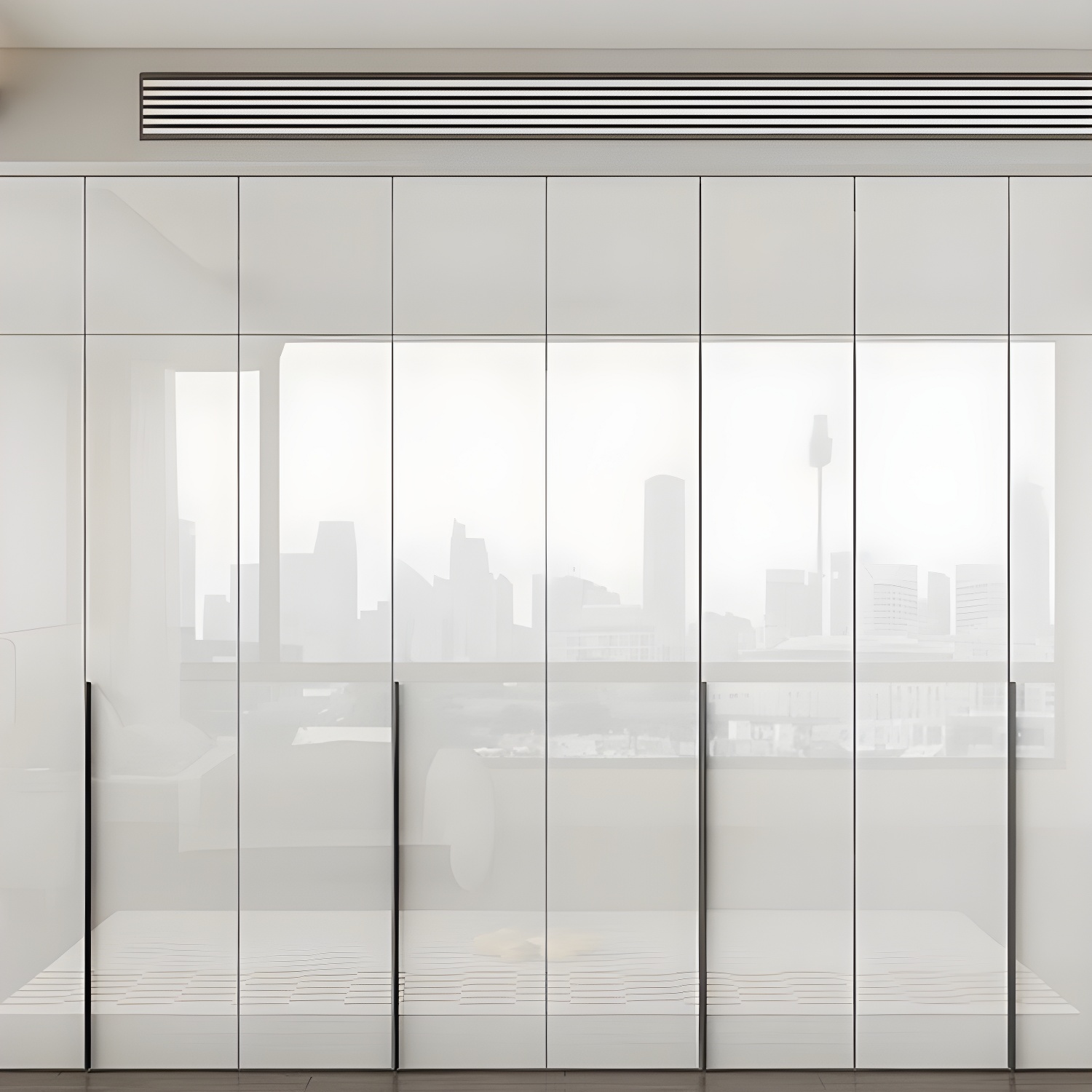 Modern white wood wardrobe armoire with hinged doors, clothing rod & shelves - image 3