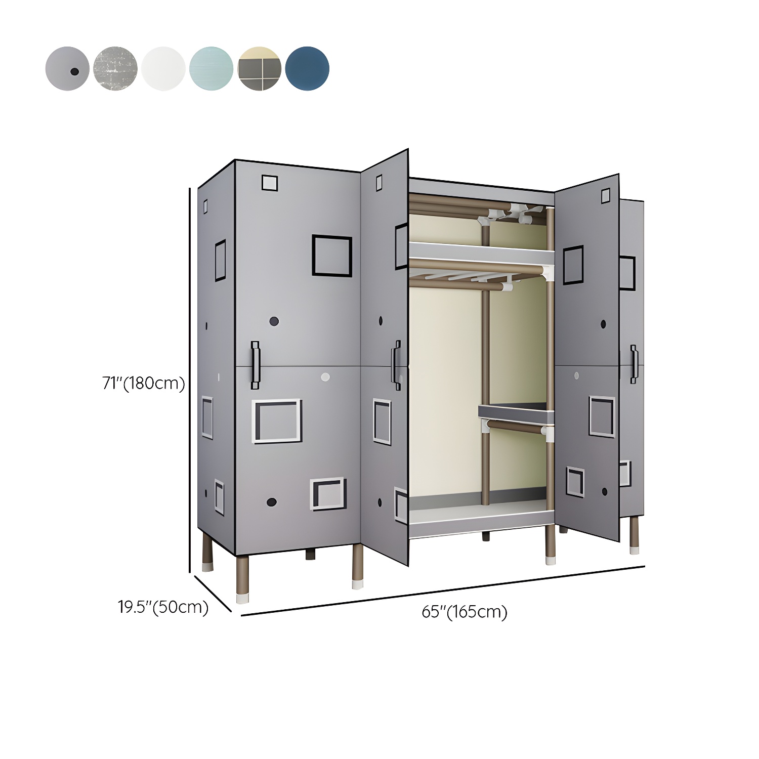 Foldable Freestanding Wardrobe Metal Frame Multifunctional Wardrobe for Bedroom - image 14