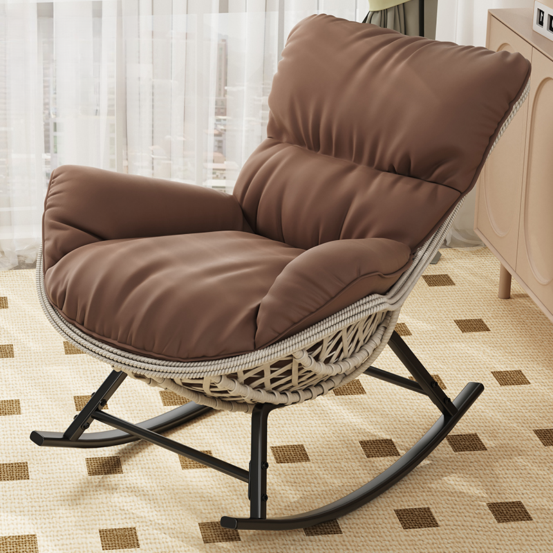 Simple Upholstered Rocking Seat with Scratch-tolerant Padded Design and Ottoman - image 5