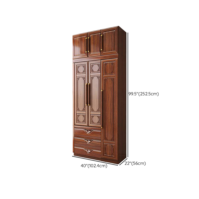 Sepia Modish Wooden Armoire Cabinet with Soft Close Drawer, Soft Close Door, Interior Shelves, and Clothing Rod - image 15