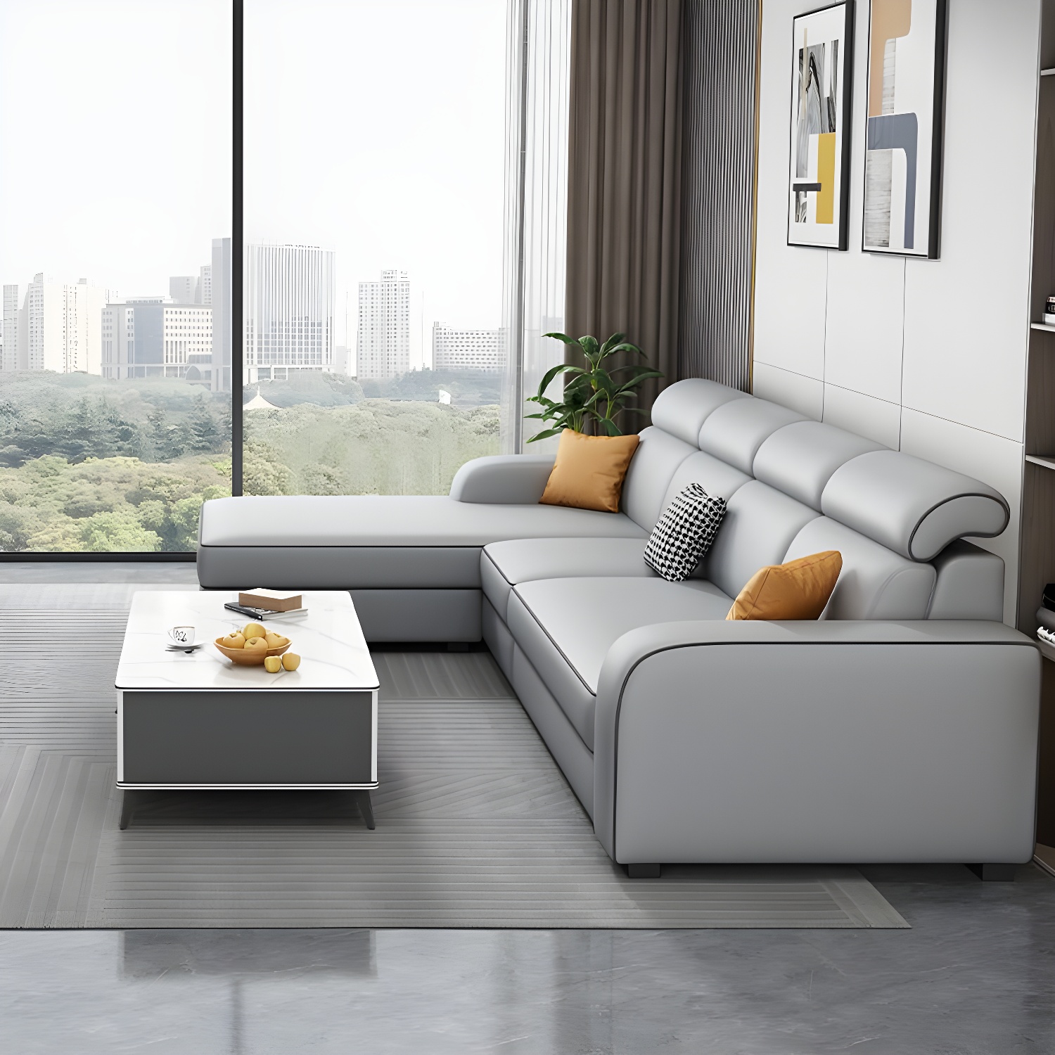 Contemporary Sectional Sofa with Adjustable Pillow and Scratch Resistant Upholstery - image 9