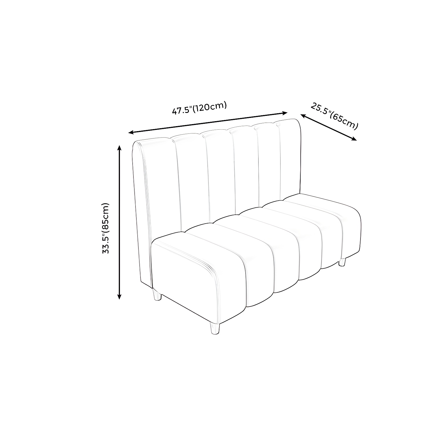 47.27"D x 25.59"W x 33.46"H Contemporary Glam 2-seat Sofa for Restaurant - image 19