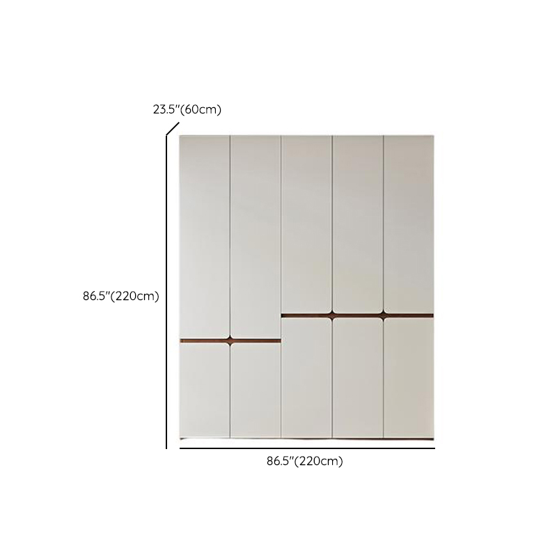 White Minimalist Manufactured Wood Wardrobe Closet with Soft Close Drawer, Soft Close Door, Interior Shelves, and Clothing Rod - image 11