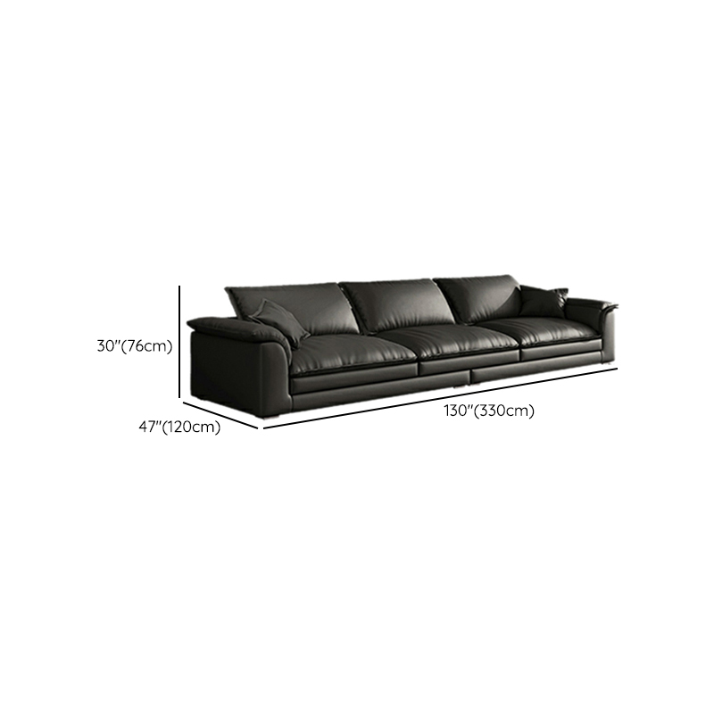 Black Cushion Back 30'' Interface Genuine Leather Sofa Pillow Top Arm - image 27