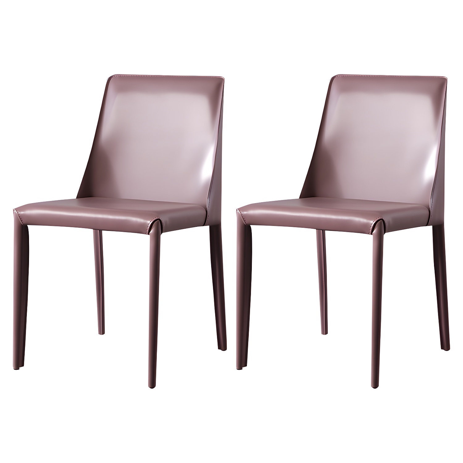 Solid Back Armless Dining Chairs Indoor Leather Side Chairs with Metal Legs - image 8