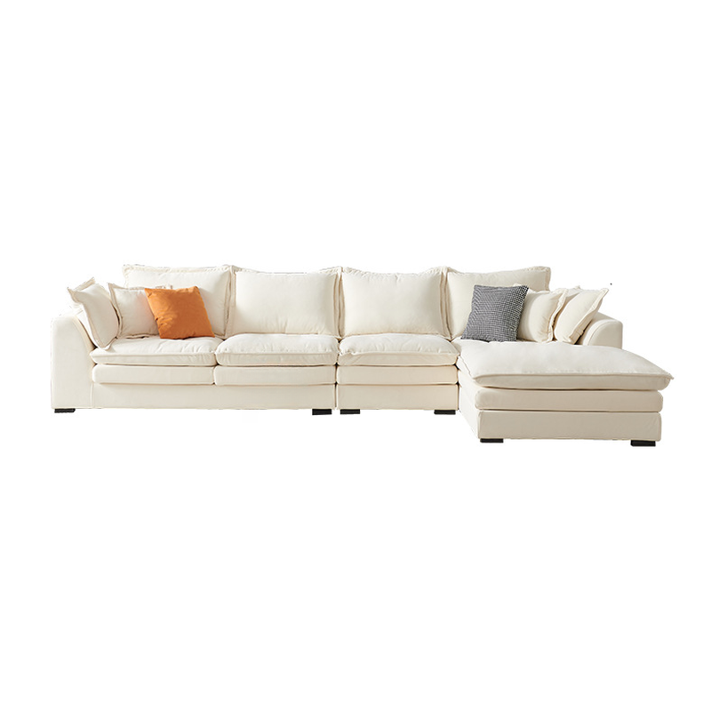 Minimalist Straight/L-Shape Horizontal/Right Sofa Couch /Sofa Chaise in Cream with Concealed Support - image 14