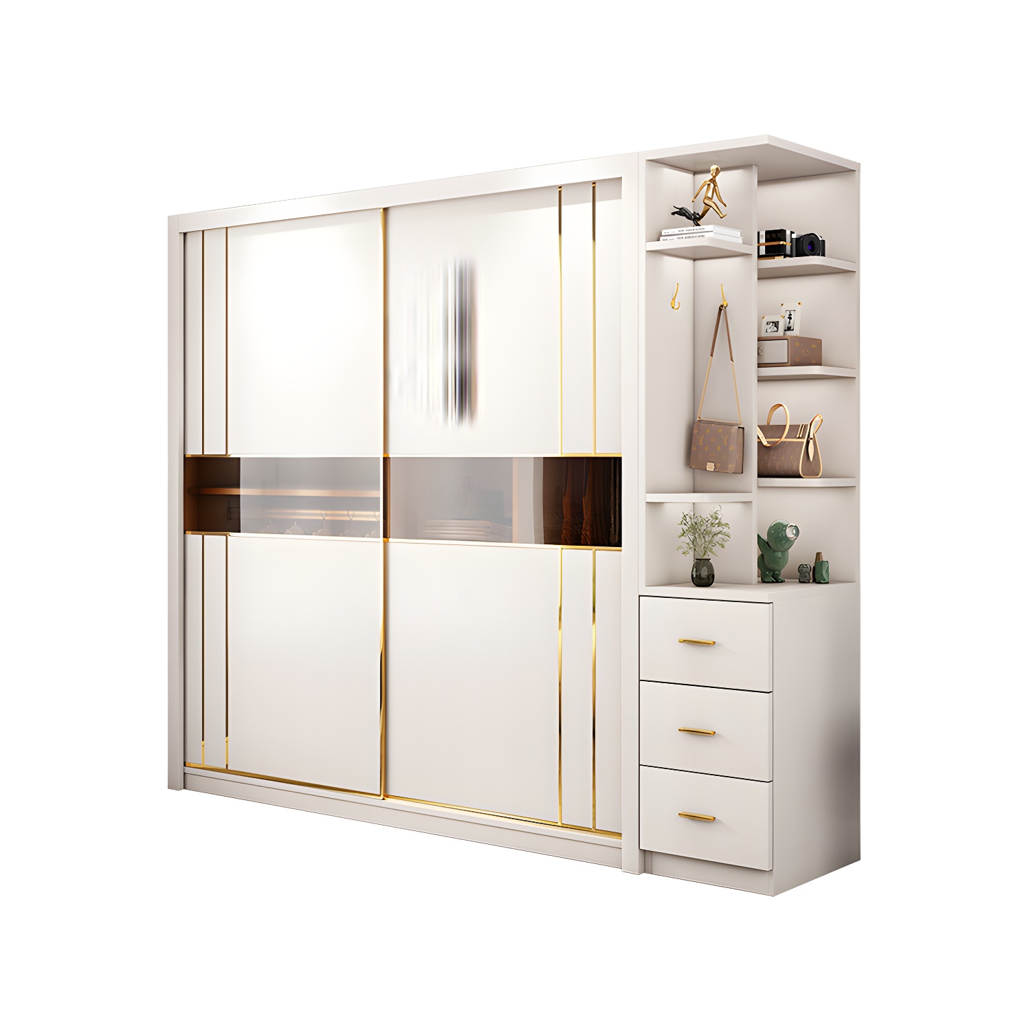 Modern Style Wardrobe Cabinet Glass Wardrobe Closet for Home - image 10