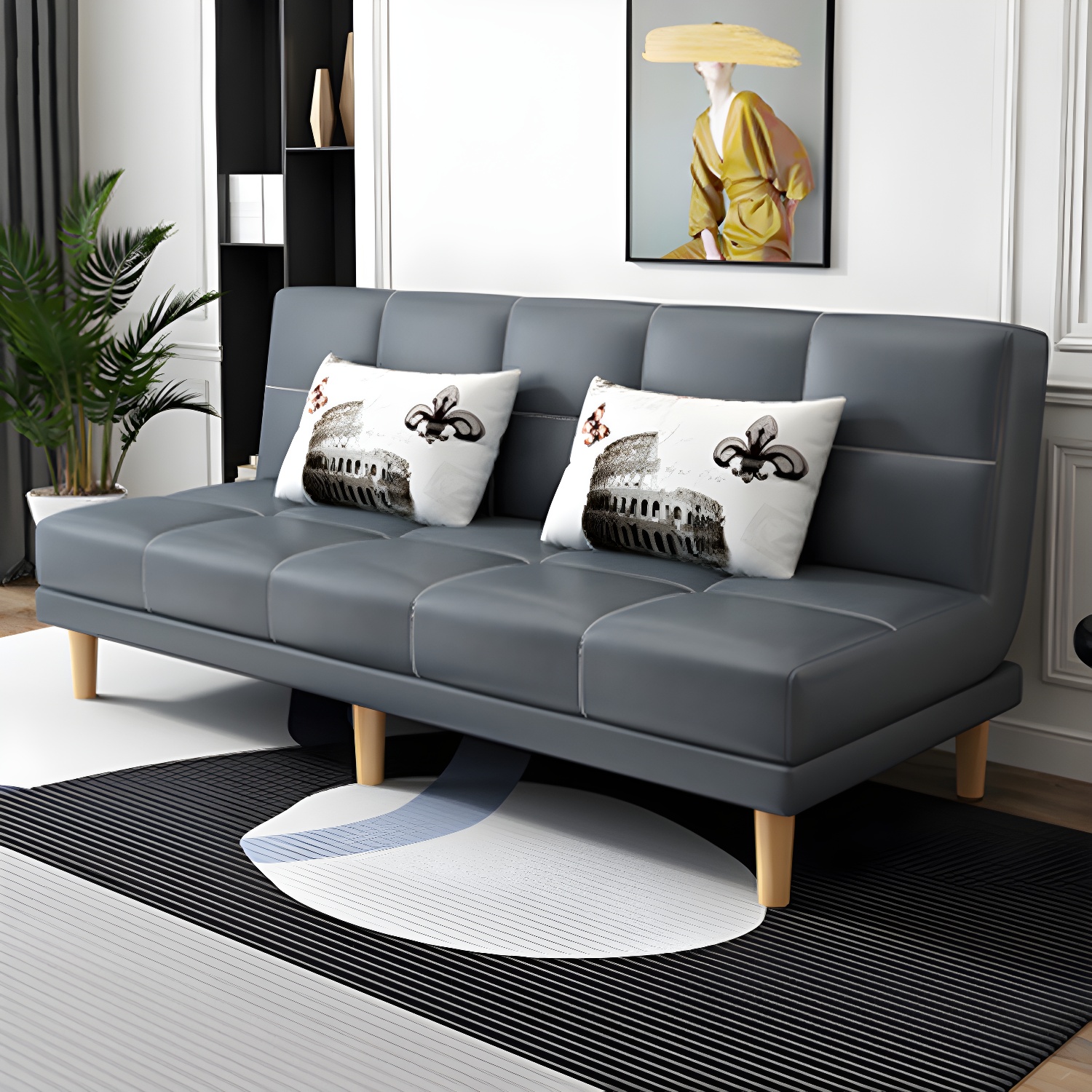 Modern Armless Settee 27.55" W Convertible Sleeper Sofa for Living Room - image 11