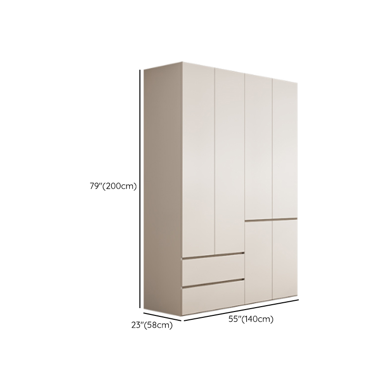 White Minimalist Manufactured Wood Wardrobe Closet with 2 Drawers, Soft Close Door, Interior Shelves, and Clothing Rod - image 11