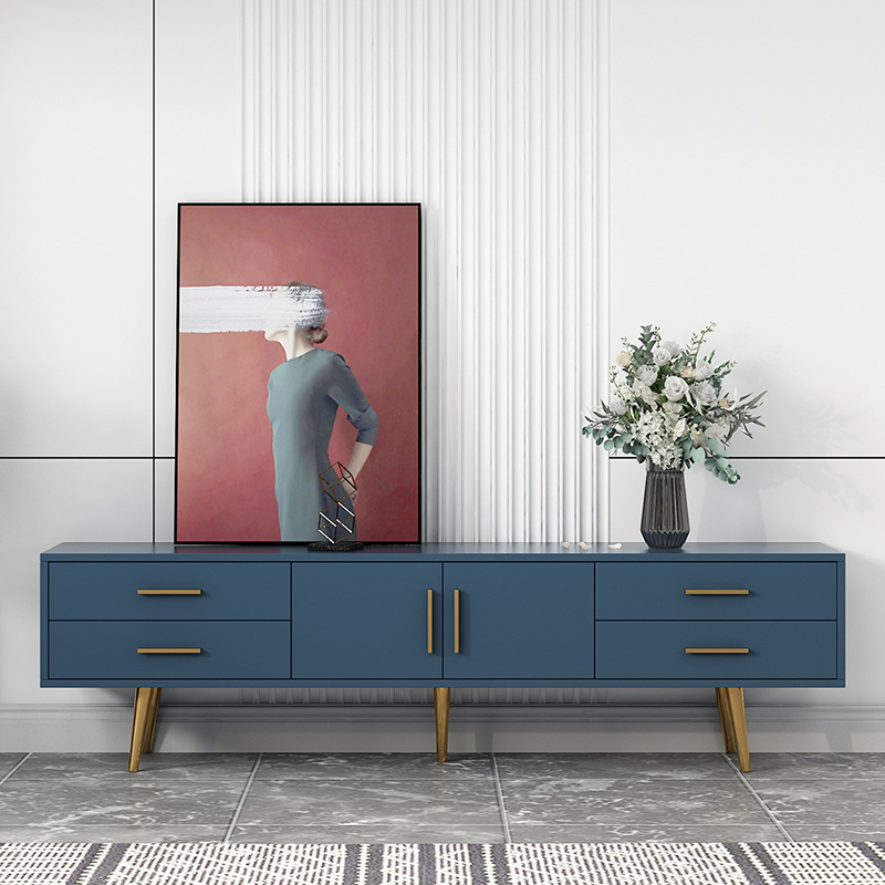 Glam Rectangle Manufactured Wood TV Stand with Adjustable Shelf