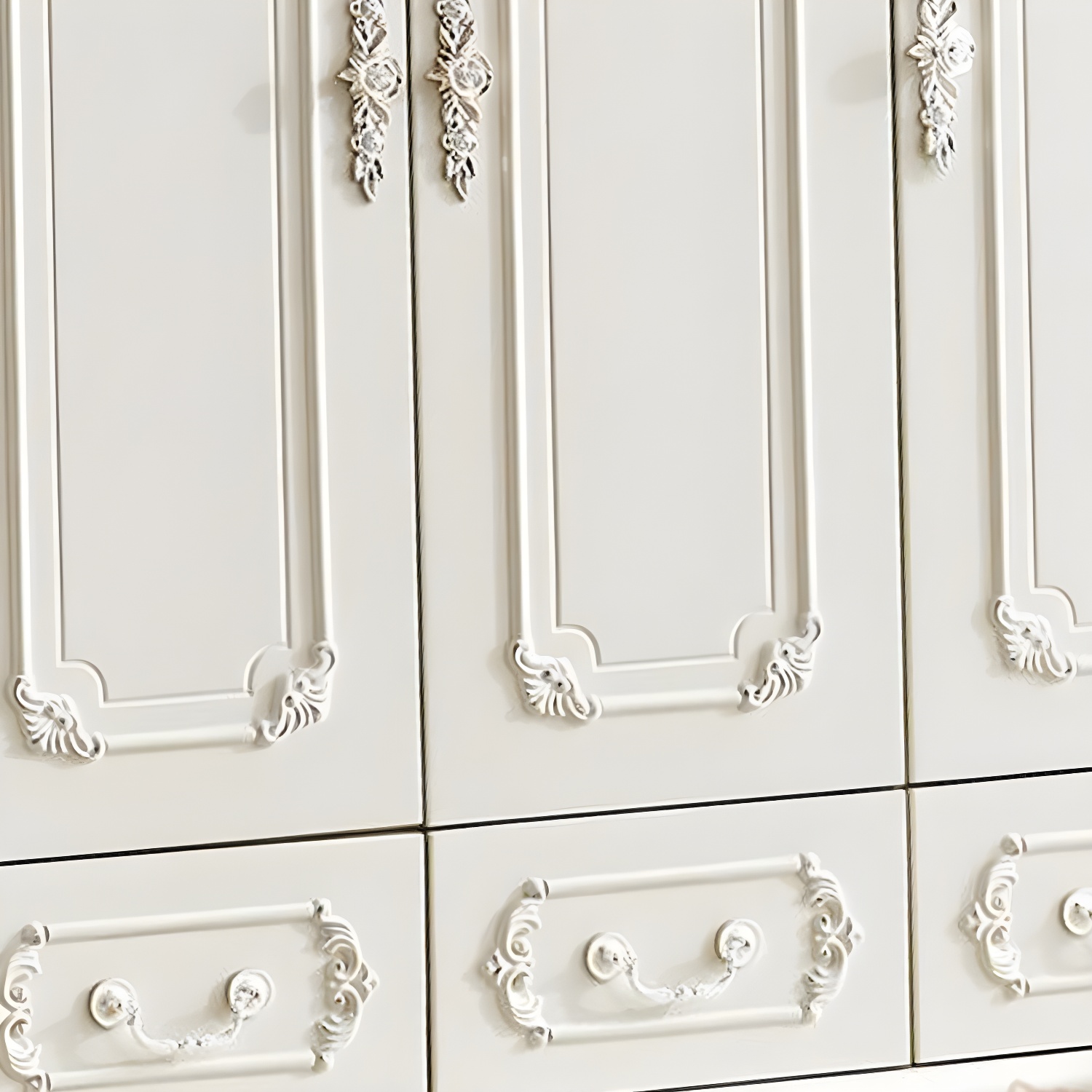 French Country white Wood Wardrobe Armoire with Soft-Close Drawers & Adjustable Shelves - image 6
