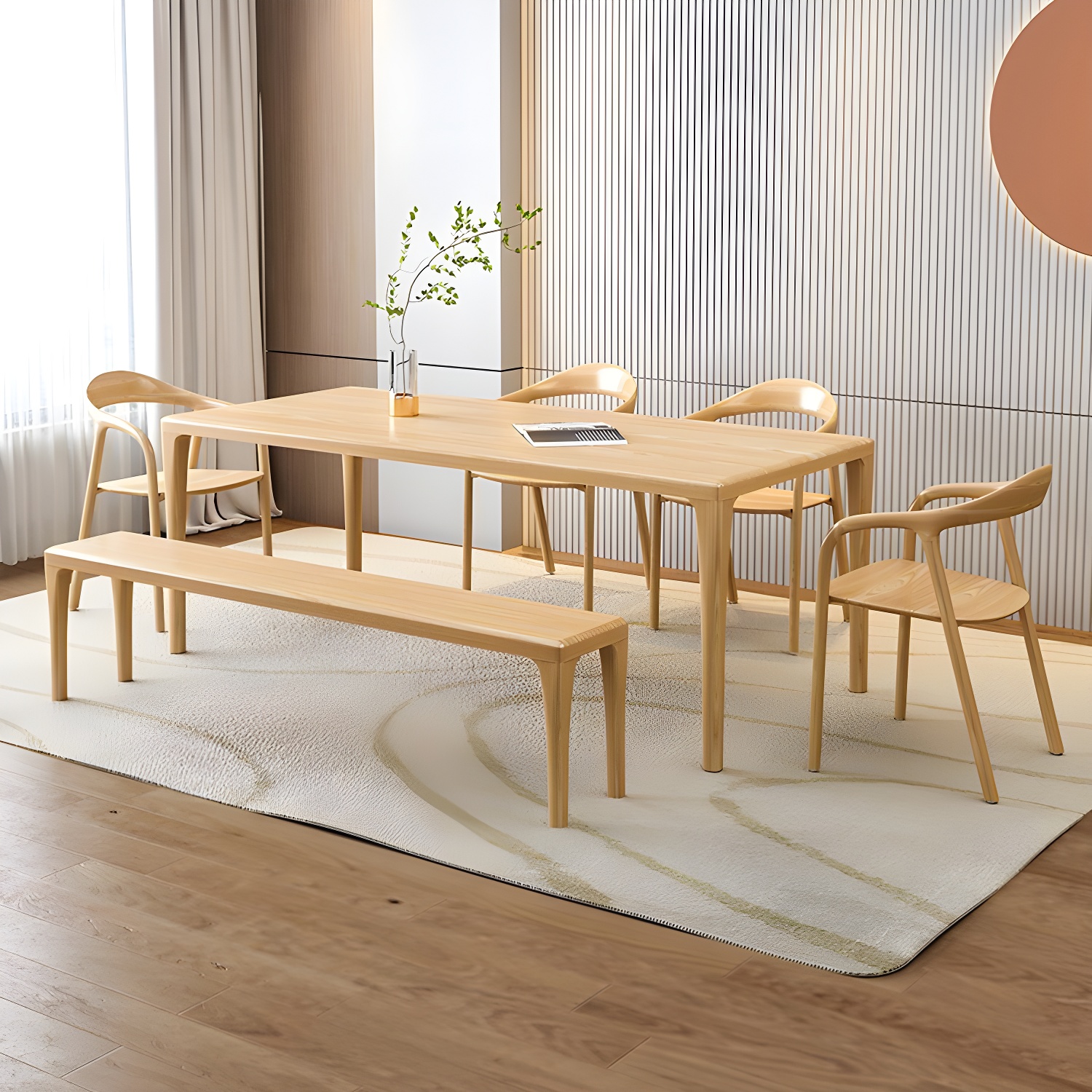 Modern Rectangle Wood Dining Table 1/5/6/7 Pieces Dining Set for Dining Room - image 3