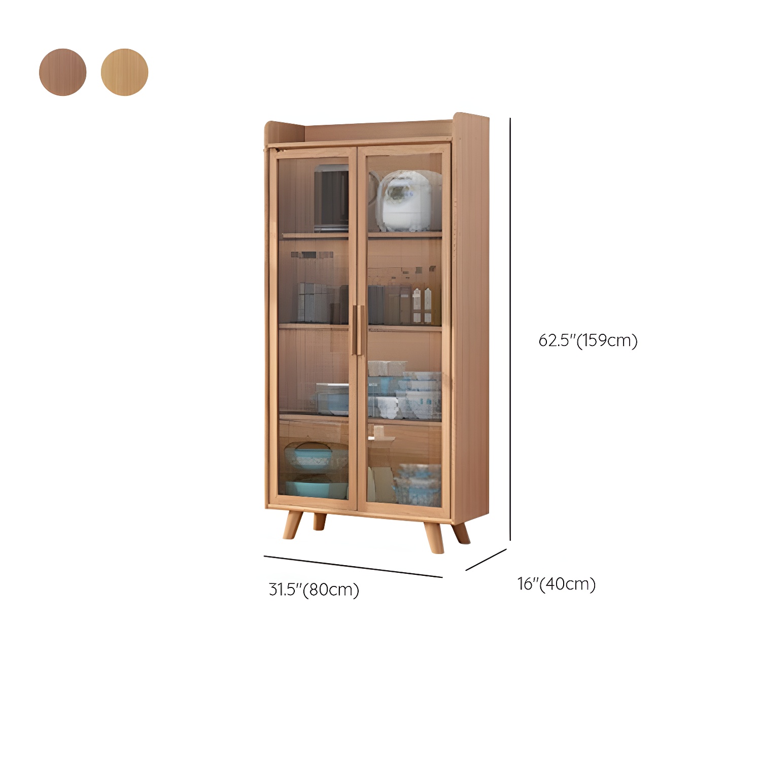 Scandinavian Style Narrow Wood Cabinet 40 cm Buffet & Sideboard Without Drawers Server - image 27