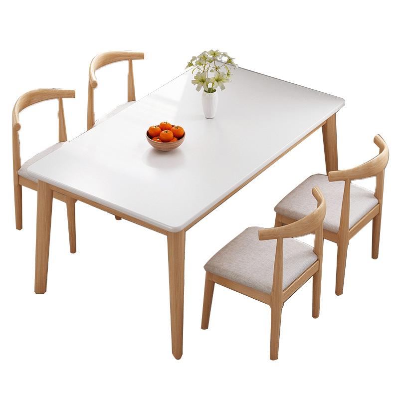 Dining Table Set with Rectangular Recycled Wood Top, 4 Legs, Fixed Table, Padded Chair with Back, Available in 5-piece/7 Piece Set/3 Pieces - image 6