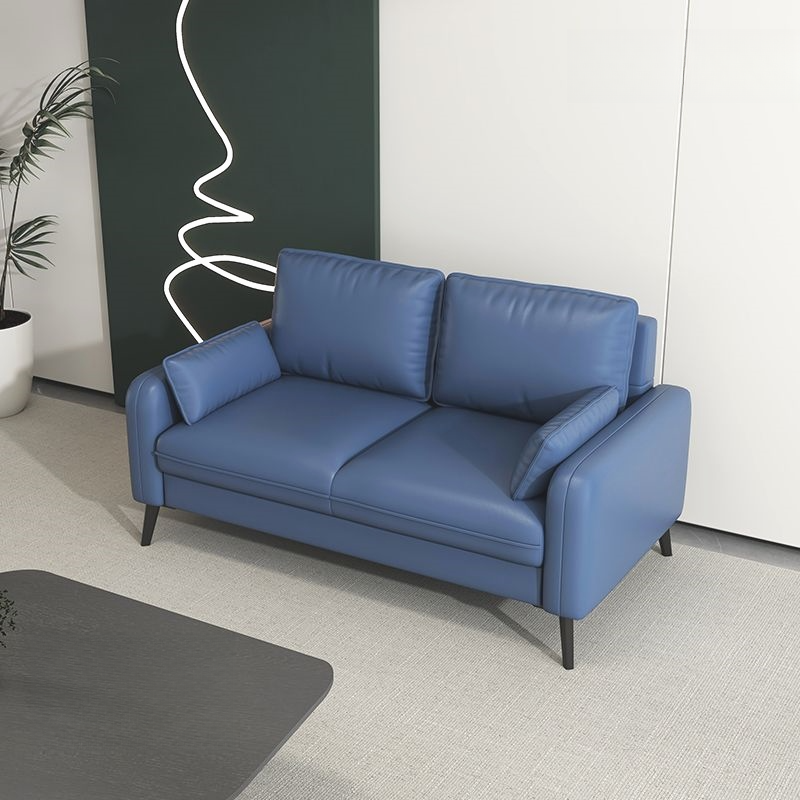 Contemporary Scratch-immune Solid Color Cerulean/Olive Green/Amber Color Loveseat for Seats 2 with Pillow Back and Square Arm