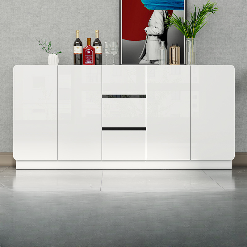 White Trendy Kitchen Storage with 3 Drawers, Standard/Narrow Size, Lumber Countertop, Variable Shelf, and Multiple Doors Options - image 5