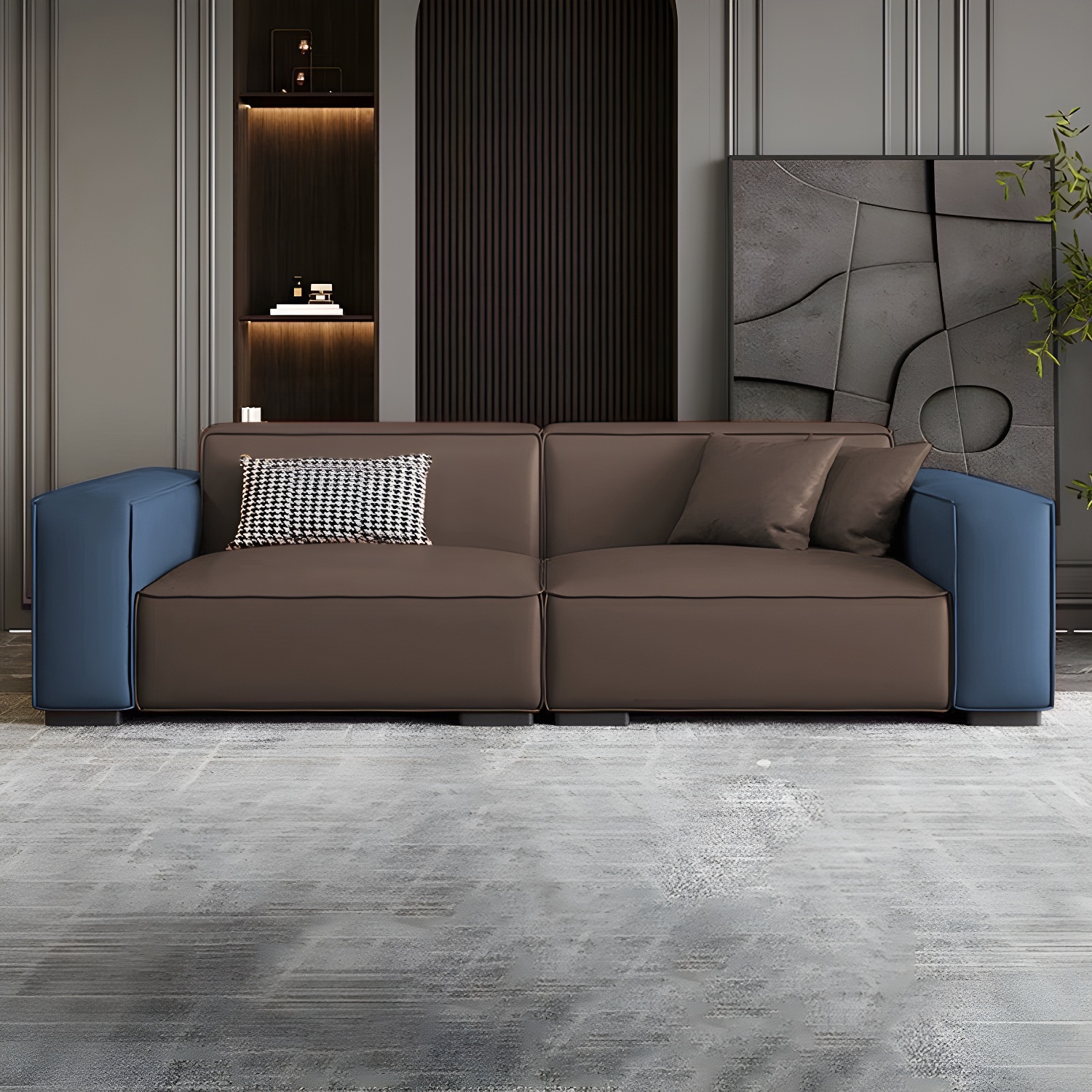 Extra Long Modern Wood Sofa with Stain Resistant Fabric and Seat for 5 People - image 6